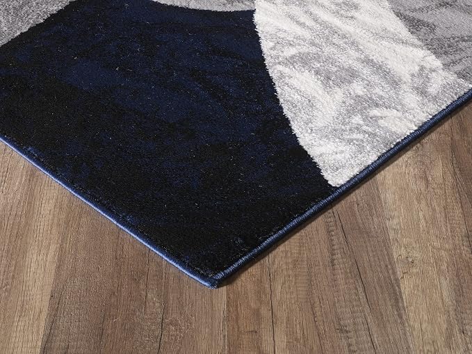 Yafa Home Fashion Modern Contemporary Swirls Design Area Rug, Luxurious, Elegant, and Fashionable Area Rug (Navy, 4 ft X 5 ft)