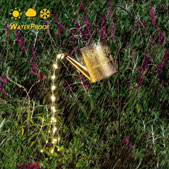 JIAJIAMEI Solar Watering Can Lights Big Tree Outdoor Garden Decor, Large Waterproof Cascading LED Hanging Solar Lights, Gifts for Mom Grandma Women Birthday Mother's Day - Yard Porch Patio Backyard