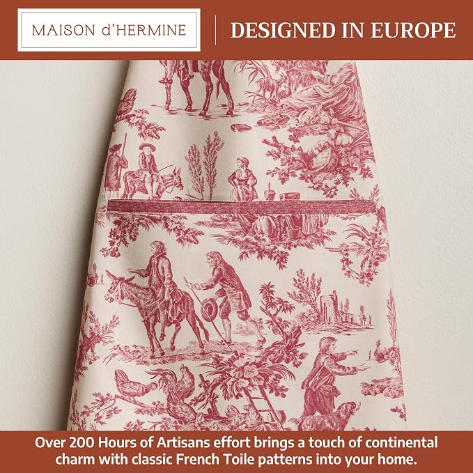 Maison d' Hermine Aprons for women with Pocket 100% Cotton (27.50"x31.50") | Adjustable Neck Strap & long ties Apron Men Chef Wedding Cooking Gardening Server Maid