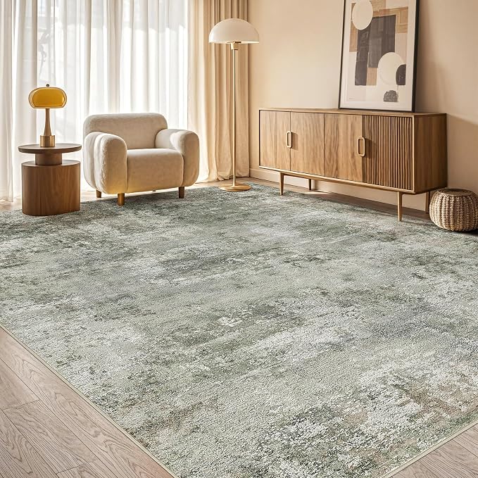 Tortania Area Rug Living Room Rugs - 6x9 Washable Large Soft Neutral Boho Moroccan Bohemian Farmhouse Rug Indoor Floor Carpet for Bedroom Under Dining Table Home Office Decor - Olive Brown
