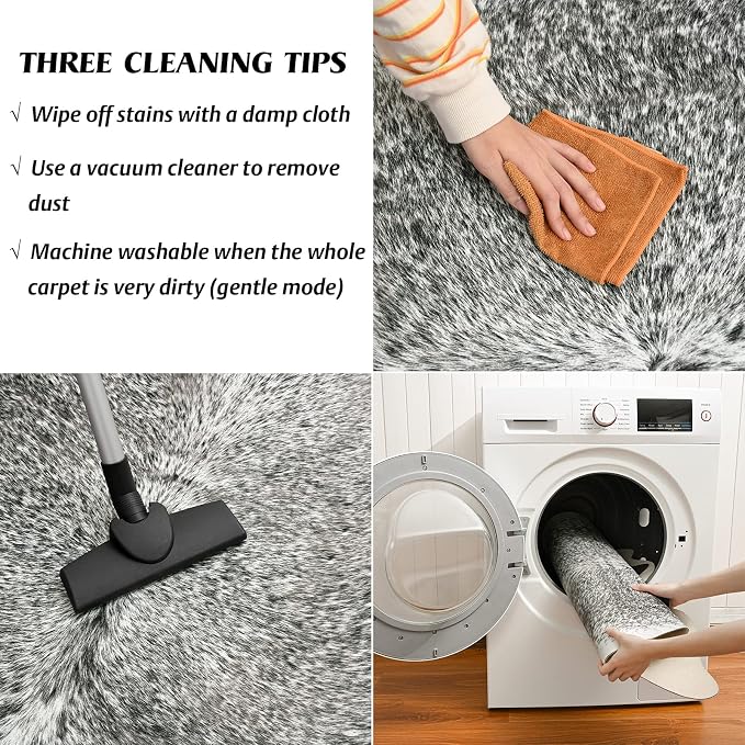 Washable Faux Cowhide Rug 2x3 Grey, Small Modern Farmhouse Animal Skin Area Rug, Non Slip Cow Print Carpet for Bedroom Entryway Bedside, Cute Cottagecore Apartment Room Decor