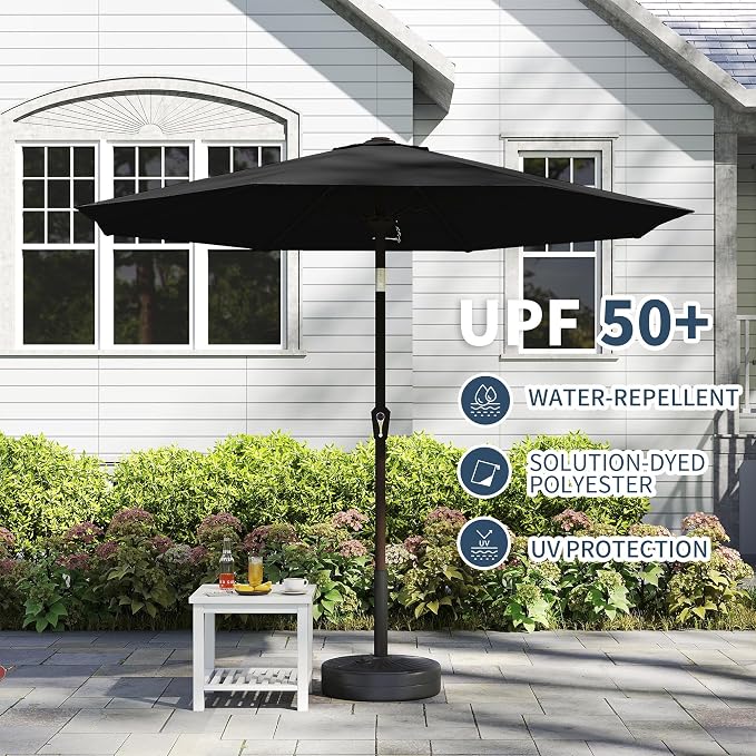 PatioKingdom 11FT Patio Umbrella,Outdoor Umbrella with Push Button Tilt and Crank,Market Table Umbrella with 8 Sturdy Fiberglass Ribs UV Protection