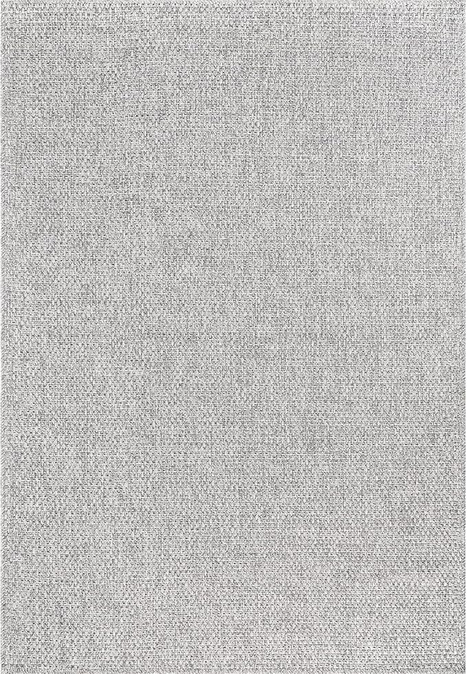 CAMILSON Easy Jute Rug 6x9, Indoor Outdoor Gray Color Farmhouse Area Rugs for Living Room Patio and Kitchen Rug, Solid Boho Woven Design, Easy-Cleaning, Washable Outside Carpet Alfombras (6 x 9)