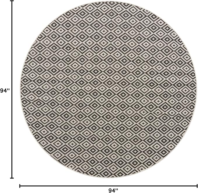 Unique Loom Jill Zarin Outdoor Collection Area Rug - Costa Rica (7' 10'' Round, Charcoal Gray/ Ivory)