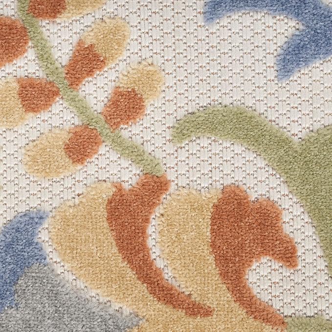 Nourison Home Aloha Ivory Blue 6' x 9' Area Rug - Easy Clean, Non Shedding, Bed Room, Living Room, Dining Room, Kitchen (6' x 9')