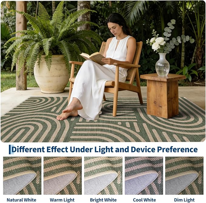 Garvee 5x7 Area Rugs Modern Abstract Washable Rugs Living Room | Green Rainbow Area Rug Stain Resistant Easy Cleaning Throw Rugs Non Shedding Low Pile Floor Cover for Nursery Dining Room