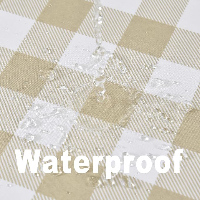 Waterproof Plaid Tablecloth Fabric - Oblong 52x70 Inch Classic Buffalo Tartan Table Cloth for Indoor/Outdoor Use - Washable Tabletop Cover for Dinner, BBQs, and Parties