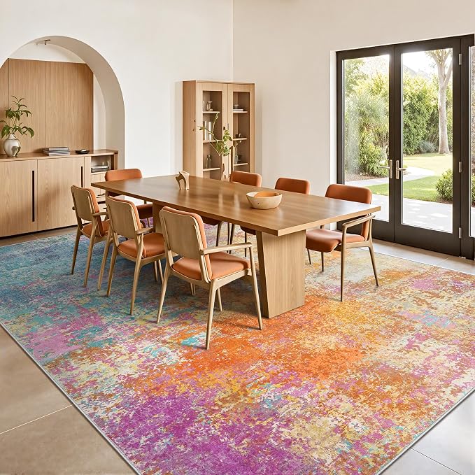 8x10 Area Rugs, Abstract Modern Ultra Soft Washable Rug, Non Slip Carpet with Rubber Back Stain Resistance Rugs for Living Room, Bedroom, Dining Room Decor(Starlight)