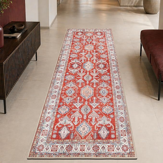 Keen Home Design Vintage Washable Entryway Rug, Non-Slip Low Pile, 2x3 | Machine Washable Cotton Chenille, 0.25In Low Pile, Rubber Non-Slip Back; Kitchen, Entryway, Bathroom, Bedside