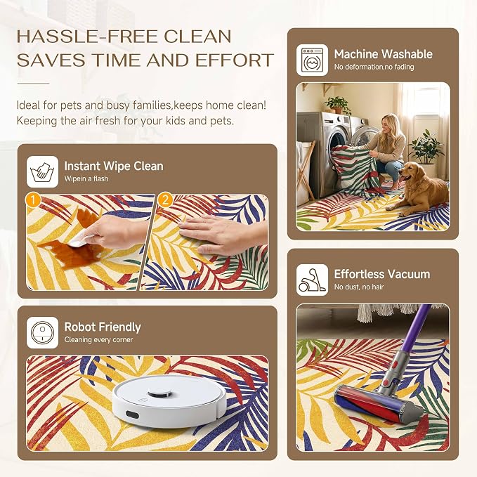 8x10 Indoor Outdoor Area Rug Washable Patio Rug Multicolored Non Slip Non Shedding Waterproof Carpet for Living Room Bedroom Camping Porch Backyard Camping RV Balcony Poolside Deck