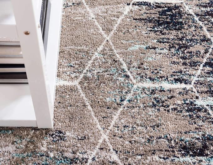 Unique Loom Trellis Frieze Collection Area Rug - Geometric (6' x 9', Blue Multi/ Ivory)