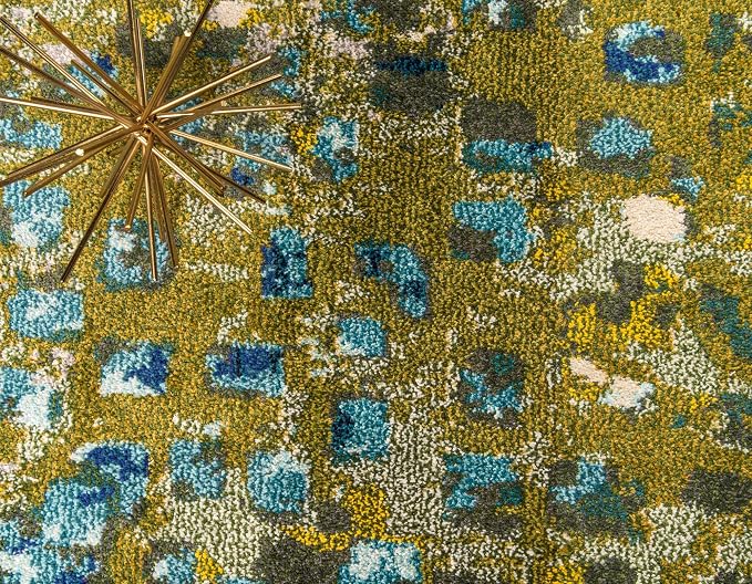 Unique Loom Jardin Collection Colorful, Vibrant, Abstract, Modern Area Rug (5' 0 x 8' 0 Rectangular, Green/ Olive)