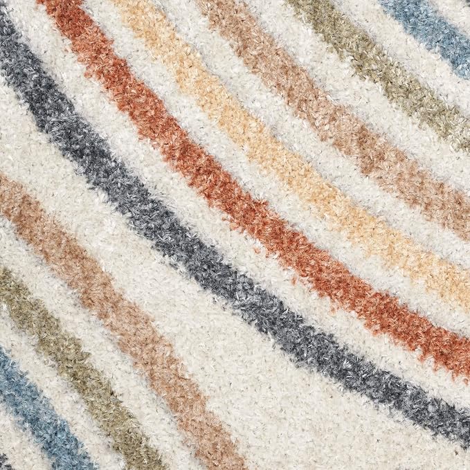 Nourison Astra Machine Washable Mid-Century Modern Ivory/Multi 5'3" x 7' Area Rug, Easy -Cleaning, Non Shedding, Bed Room, Living Room, Dining Room, Kitchen (5x7)