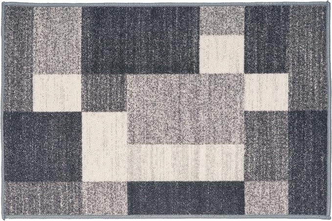 Rugshop Geometric Boxes Non-Slip Modern Living Room Area Rug Gray 2'7" x 4' | Non-Shedding, Rectangular, Size 2'7" x 4', Bedroom, Dining Room, Home Office, Kitchen, Entryway, Hallway, Nursery, Kids Room