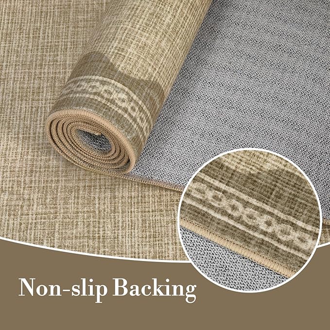 Garvee Scalloped Rug 5x7 Washable Living Room Rug Non Slip Modern Rugs Jute | Ultra Soft Non-Shedding Floor Cover Low Pile Stain-Resistant Bordered Print Throw Carpet for Bedroom Kids Room Dorm