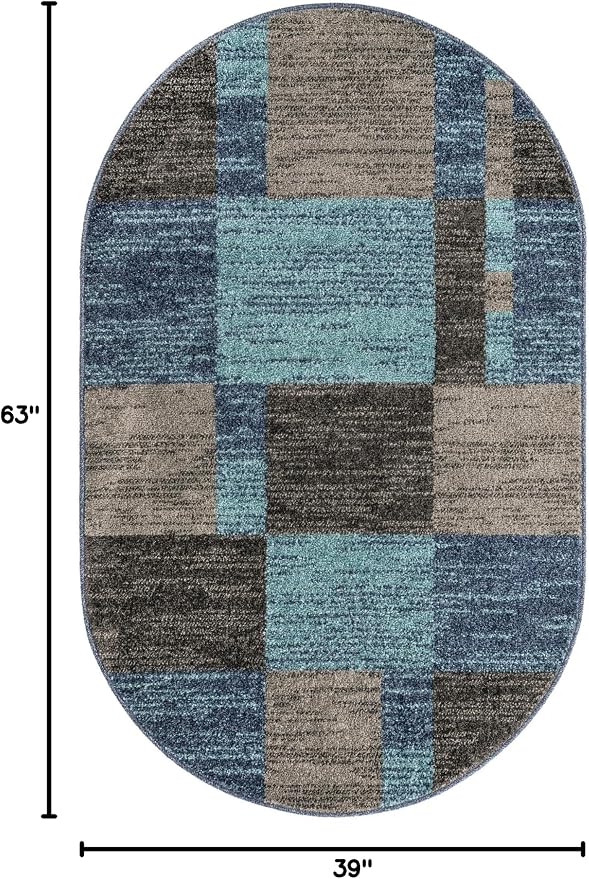 Unique Loom Autumn Collection Area Rug - Providence (3' 3" x 5' 3" Oval, Blue Gray/Light Brown)
