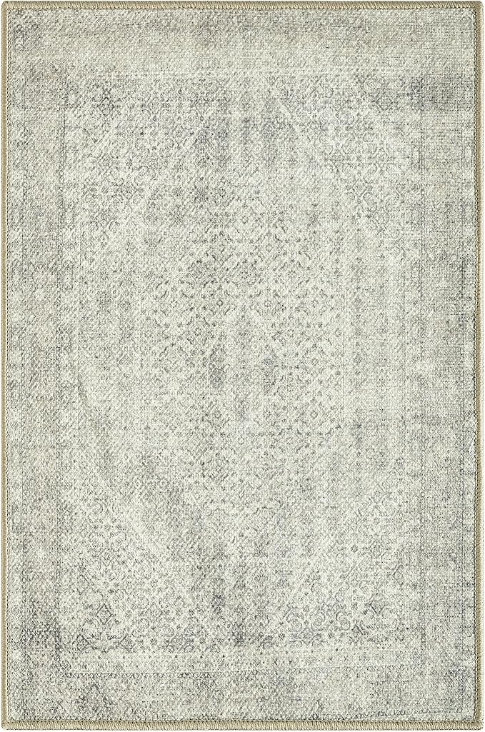Keen Home Design Vintage Washable Entryway Rug, Non-Slip Low Pile, 2x3 | Machine Washable Cotton Chenille, 0.25In Low Pile, Rubber Non-Slip Back; Kitchen, Entryway, Bathroom, Bedside