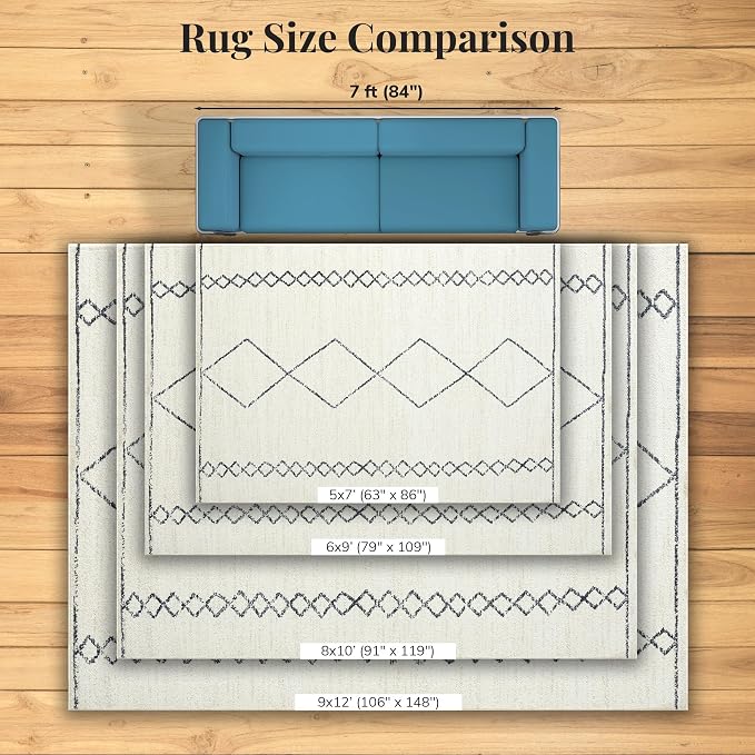 LUXE WEAVERS Daphnes Cream 5x7 Boho Moroccan Geometric Area Rug 2735