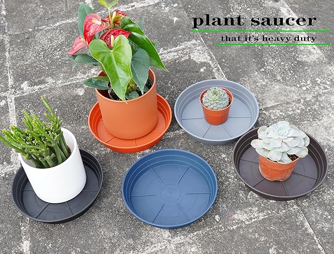 LWALRS Plant Saucer 14 Inch 4 Pack 6 8 10 12 14 16 18 20 25, Plastic Plant Trays for Pots，Extra-Deep Plant Water Dray Tray, Bird Bath Bowl, Heavy Flower Plant Saucers Indoors and Outdoor No Holes