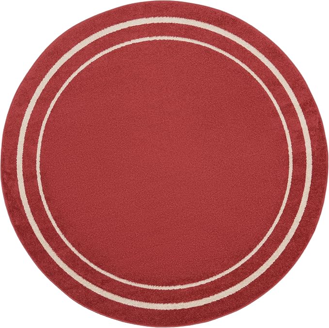 Nourison Home Nourison Essentials Brick Ivory 6' x Round Area Rug - Easy Clean, Non Shedding, Bed Room, Living Room, Dining Room, Kitchen (6' x Round)