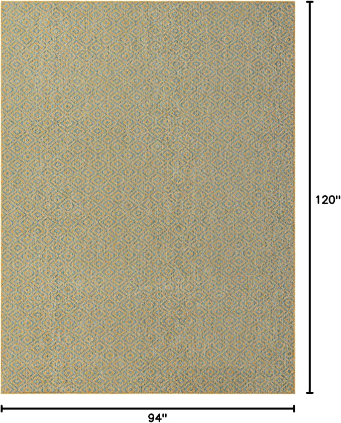 Unique Loom Jill Zarin Jill Zarin Outdoor Collection Area Rug - Costa Rica (7' 10" x 10' Rectangle, Yellow and Aqua/Light Blue)