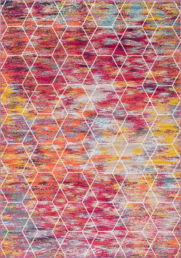 Unique Loom Trellis Frieze Collection Area Rug - Geometric (10' x 14', Multi/ Ivory)