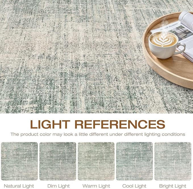 LOONGRUG 10x12 Area Rug Washable Neutral Modern Living Room Rug Sage Green | Large Abstract Soft Stain Resistant Indoor Non-Slip Carpet for Bedroom Nursery Kids Office Playroom Dining Room