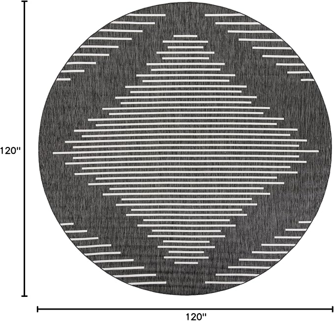 Unique Loom Outdoor Modern Collection Area Rug - Tambor (10' Round Charcoal Gray/Ivory)