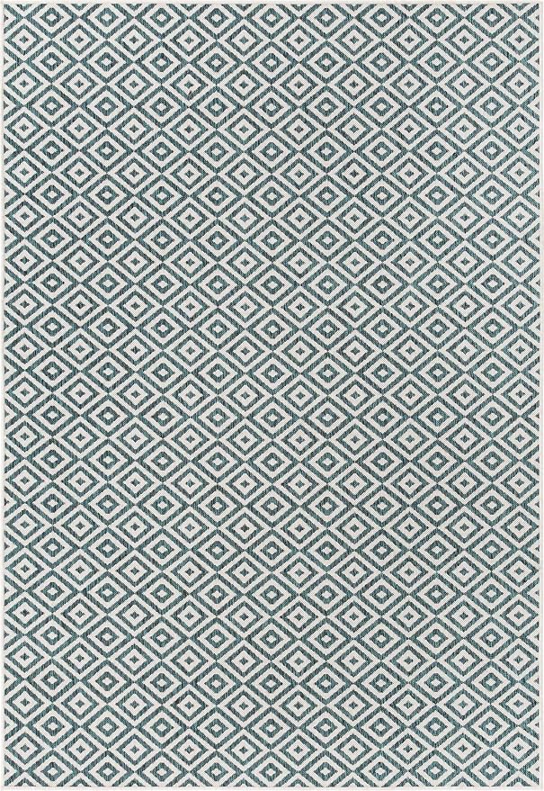Unique Loom Outdoor Collection Area Rug - Costa Rica (6' 1" x 9' Rectangle, Teal/ Ivory)