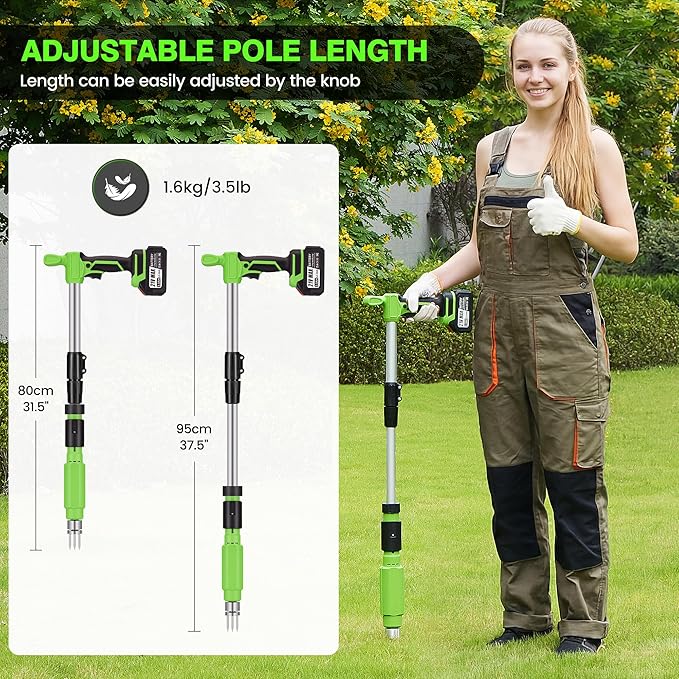 Electric Stand Up Weed Puller Tool with 3.0Ah Battery, Deep Root Removal Adjustable Handle Weeding Tool, Garden Electric Weed Puller with 3-Claw Steel Head for Dandelion, Lawn, Garden,Yard and Farm