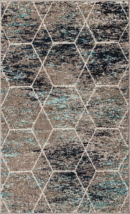 Unique Loom Trellis Frieze Collection Area Rug - Geometric (3' 3" x 5' 3", Blue Multi/ Ivory)