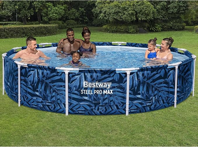 Bestway: Steel Pro MAX - Round Swimming Pool Set - 12' x 30" Tropical - Above Ground, Tritech Construction, Filter Pump, Steel Frame, Click-Assembly