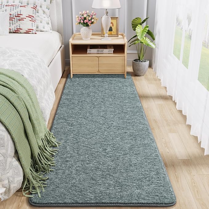 Chicrug Memory Foam 2x6 Runner Rugs for Hallway Entryway Bedroom | Low-Pile Soft Carpet Runner Rug for Kitchen, 6ft Kids Rug for Bedside Dorm Room Decor, Grey and White