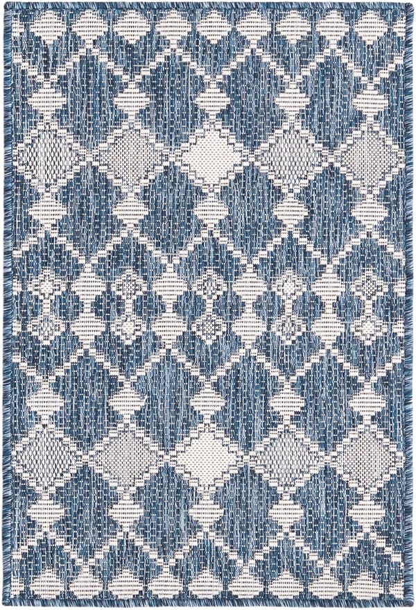 Unique Loom Outdoor Trellis Collection Area Rug - Traliccio (2' x 3' 1" Rectangle, Blue/ Ivory)