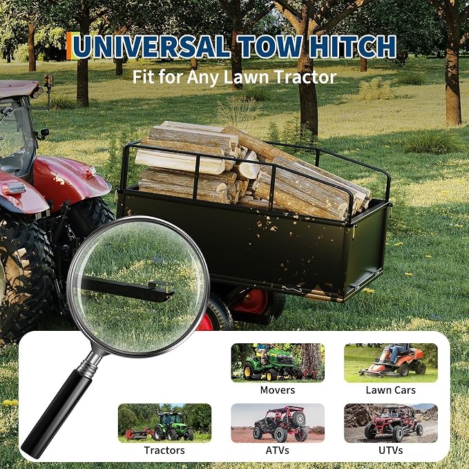 17 Cu.Ft 750Lbs Steel ATV UTV Trailer, Tow Behind Dump Cart, Heavy Duty Pull Behind Removable Sides, Pull Behind Utility Dump Trailer for, Garden, Lawn Mower Tractor