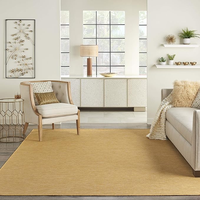 Nourison Home Positano Yellow 6' x Round Area Rug - Easy Clean, Non Shedding, Bed Room, Living Room, Dining Room, Kitchen (6' x Round)