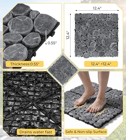 4 Pcs 11.8" Interlocking Stepping Stones Outdoor for Garden | Durable, Easy to Install, Heavy, Gentle on The Feet, Great Drainage, Decorate Garden, for Lawn, Pathway, Walkway