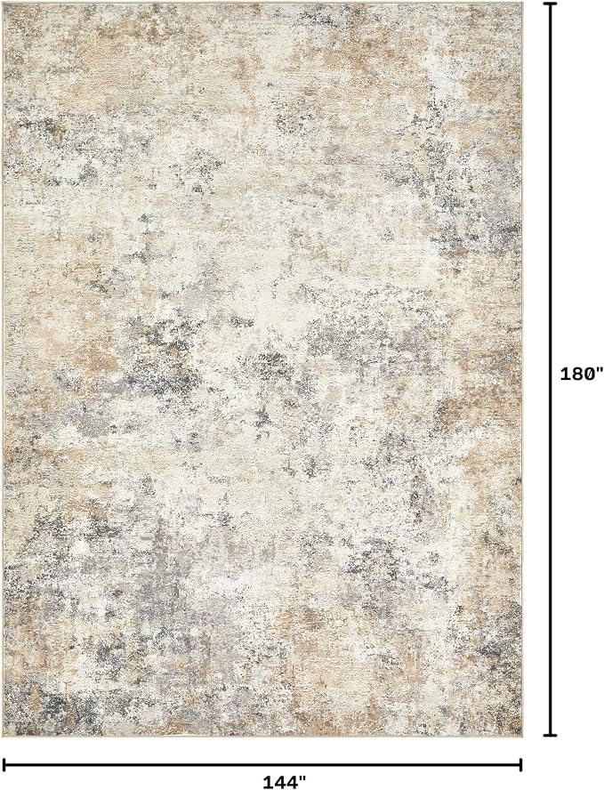 UERMEI 12x15 Area Rug Living Room Rugs - Washable Neutral Modern Abstract Soft Thin Large Rug Indoor Floor No Slip Rug Carpet for Bedroom Under Dining Table Home Office Decor - Golden Grey