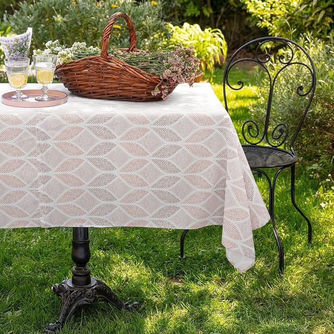 Outdoor Tablecloth with Umbrella Hole Fabric Spill Proof and Waterproof with Zipper Floral Tablecloth for Spring/Summer/Party/Picnic Rectangle 60 x 84 in
