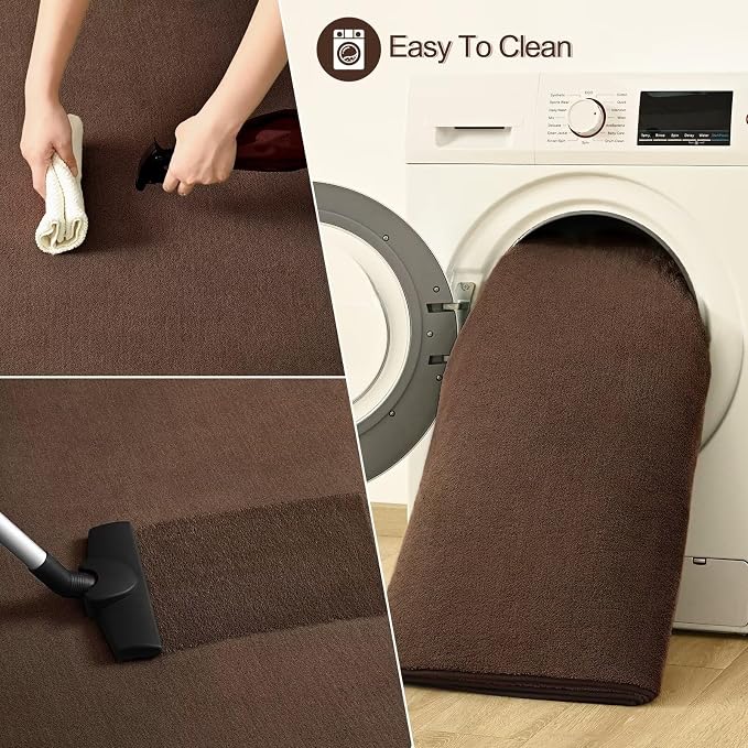 Vasofe Brown Hallway Runner Rug, 2x6 Feet Non Slip Runners, Memory Foam Rug | Indoor Thickened Bedside Rugs for Bedroom Dorm Kitchen Kids Boys Room, Washable Medium Pile Shag Fluffy Carpets for Entrance
