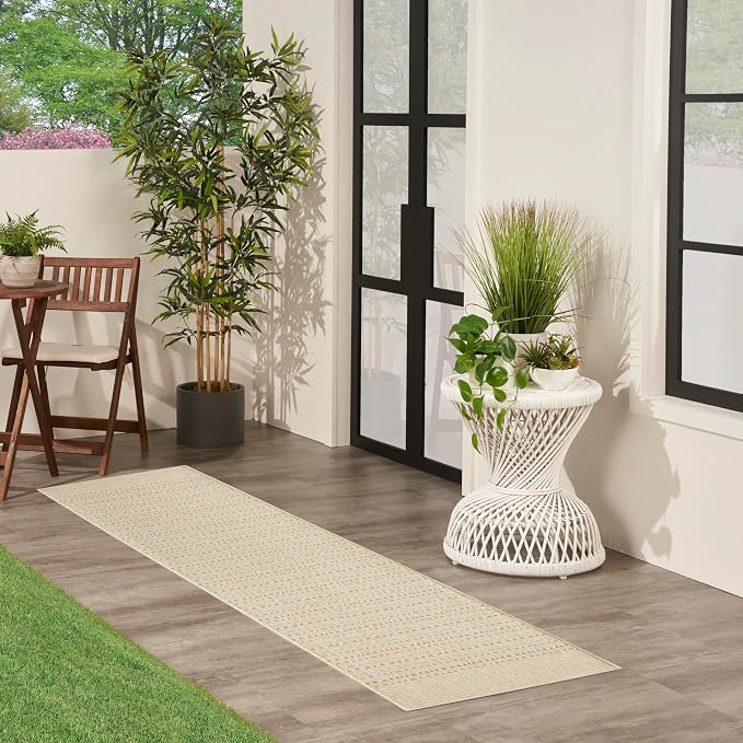 Nourison Home Tulum Cream 2'2" x 10' Area Rug - Easy Clean, Non Shedding, Bed Room, Living Room, Dining Room, Kitchen (10' Runner)