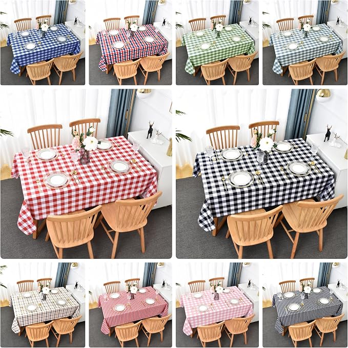 Classic Gingham Buffalo Tablecloth Fabric - Oblong 58x144 Inch Water Proof Checkered Table Cloth for Indoor Outdoor - Table Cover for Birthday, Picnics, BBQs, and Parties