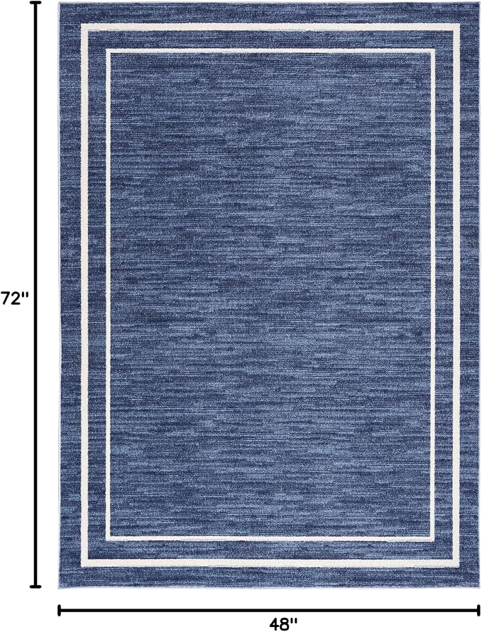 Nourison Home Nourison Essentials Navy/Ivory 4' x 6' Area Rug - Easy Clean, Non Shedding, Bed Room, Living Room, Dining Room, Kitchen (4' x 6')