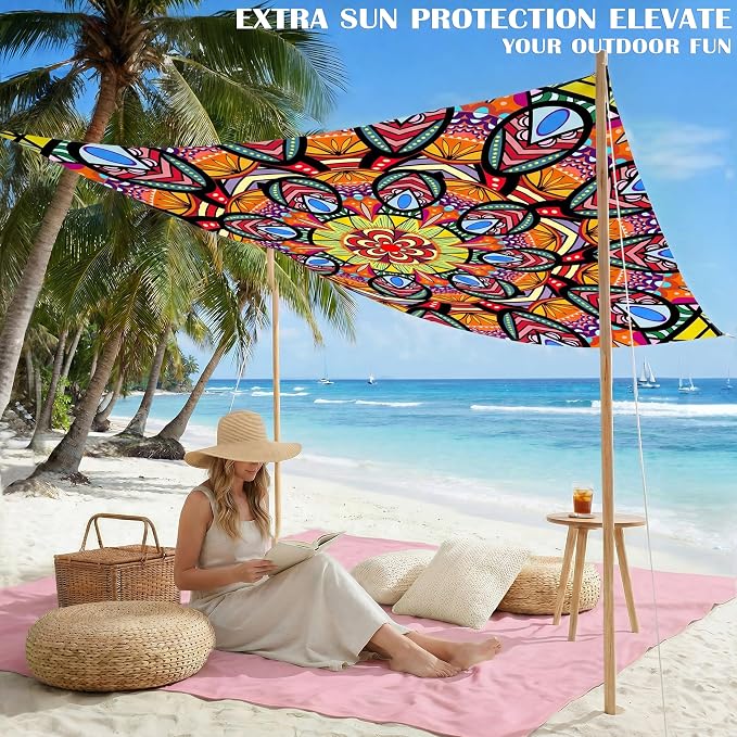 Famstar Beach Blanket Oversized Extra Large 78"X81"/10'X9',Waterproof Sandproof Beach Blanket 2-8 Adults Lightweight Durable for Travel Camping Hiking Picnic