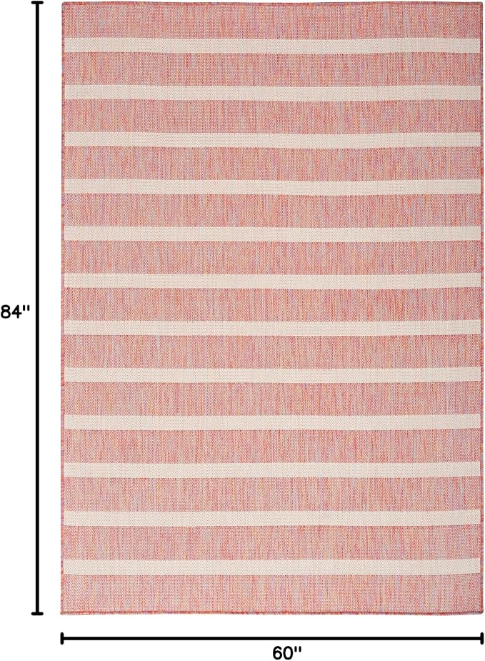 Nourison Home Positano Rainbow Ivory 5' x 7' Area Rug - Easy Clean, Non Shedding, Bed Room, Living Room, Dining Room, Kitchen (5' x 7')