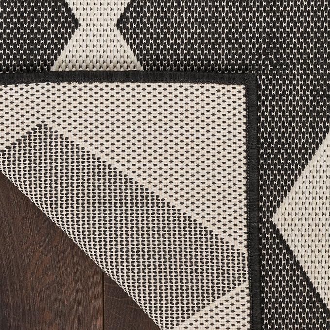Nourison Home Positano Black 7' x 10' Area Rug - Easy Clean, Non Shedding, Bed Room, Living Room, Dining Room, Kitchen (7' x 10')