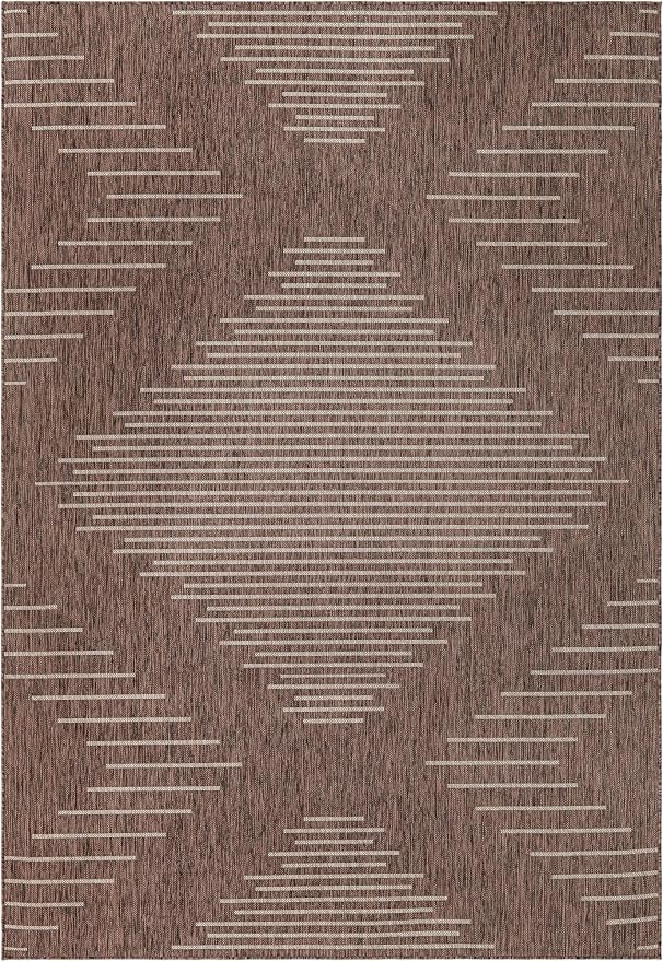 Unique Loom Outdoor Modern Collection Area Rug - Tambor (7' x 10' Rectangle Brown/Ivory)