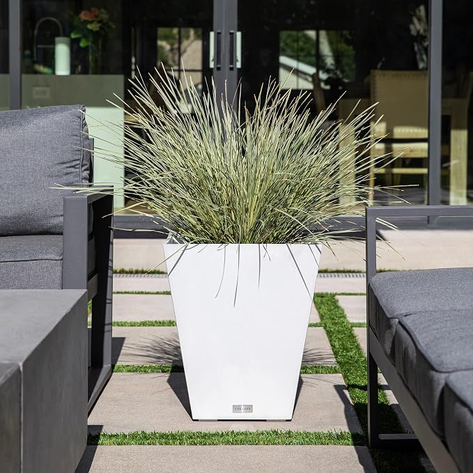 Veradek Pure Series Nobleton Plastic Planter - Large Pots for Indoor or Outdoor Porch/Patio | Durable All-Weather Use with Drainage Holes | Modern Planter Décor for Flowers, Shrubs, Trees
