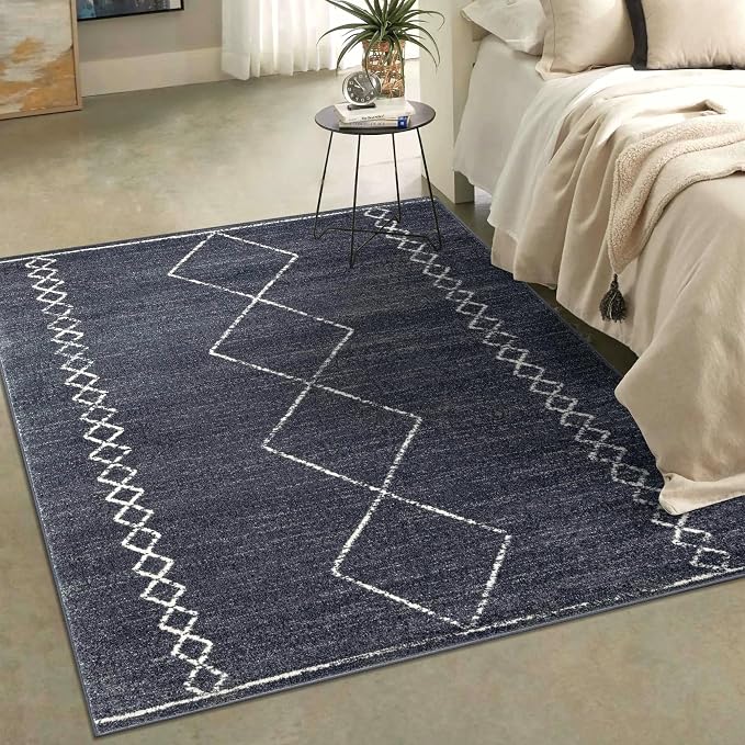 LUXE WEAVERS Daphnes Anthracite 6x9 Boho Moroccan Geometric Area Rug 2735