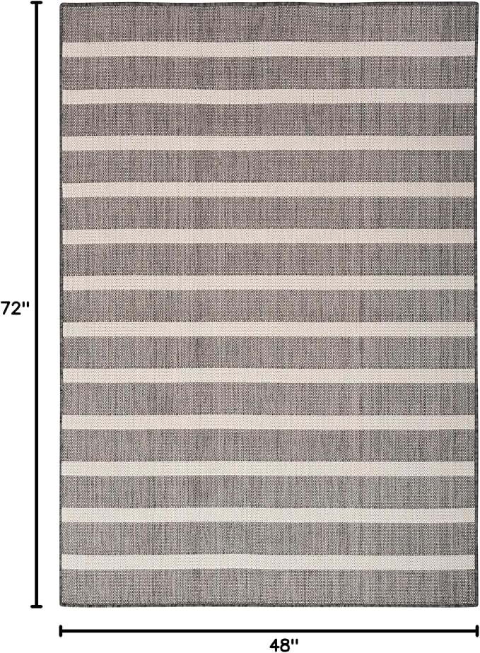 Nourison Home Positano Charcoal Ivory 4' x 6' Area Rug - Easy Clean, Non Shedding, Bed Room, Living Room, Dining Room, Kitchen (4' x 6')